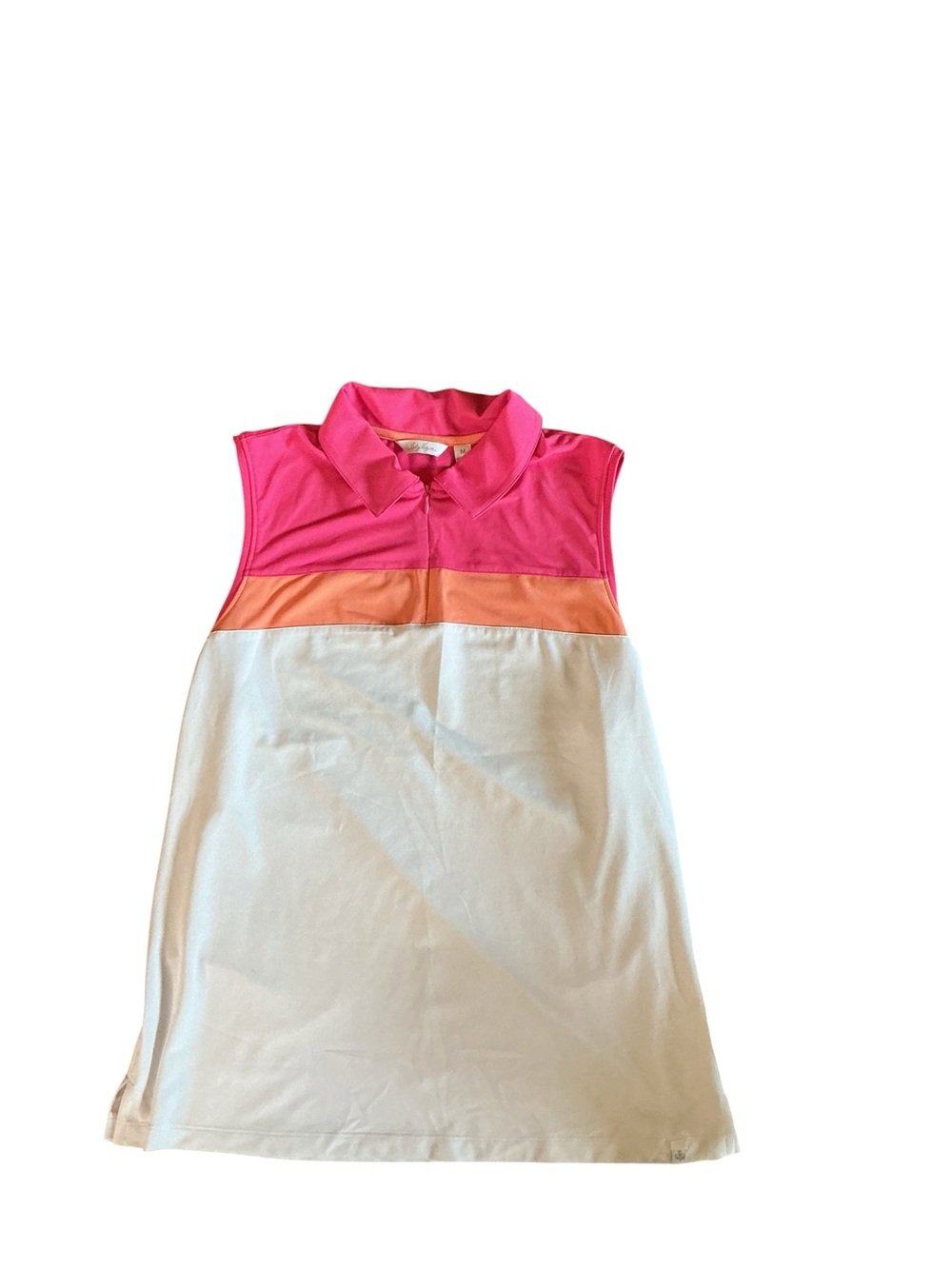 Girls Pink & Orange Colorblock Polo Dress Top